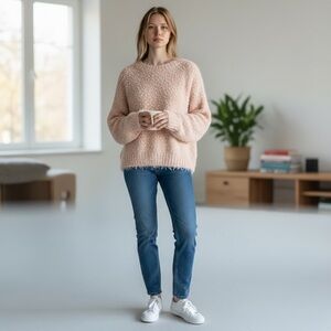 Lisa Robertson fuzzy textured sweater women’s small peach 🍑